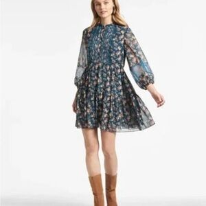 NWT Sachin & Babi Teal Floral Dress, Size Small